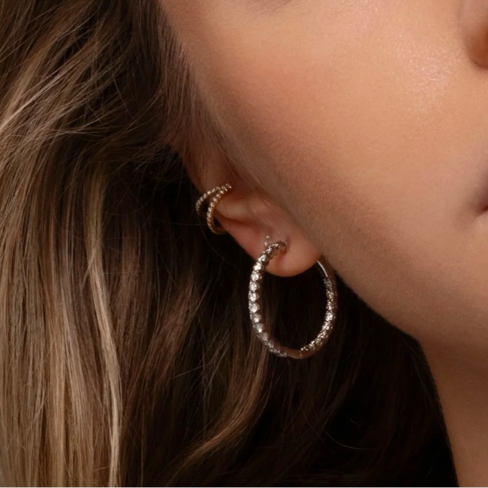 Inside Out White Gold 1ct Diamond Hoop Earrings